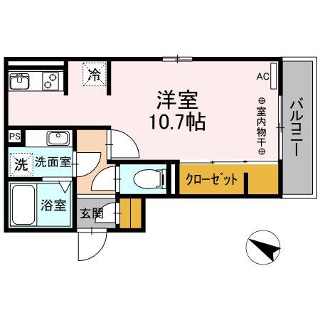 クリプトメリア稲川(ワンルーム/3階)の間取り写真