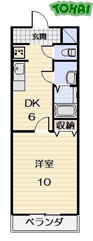 ハイタウン久保(1DK/4階)の間取り写真