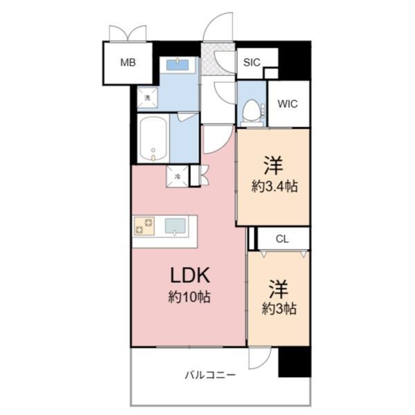 コンフォリア・リヴ京橋(2LDK/2階)の間取り写真