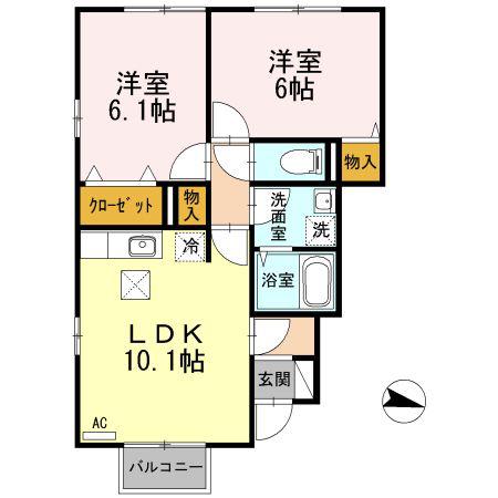 サンコート(2LDK/1階)の間取り写真