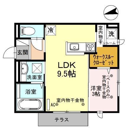 ツインヴィラ増泉 B(1LDK/1階)の間取り写真