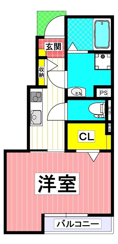 セレン神園(1K/1階)の間取り写真