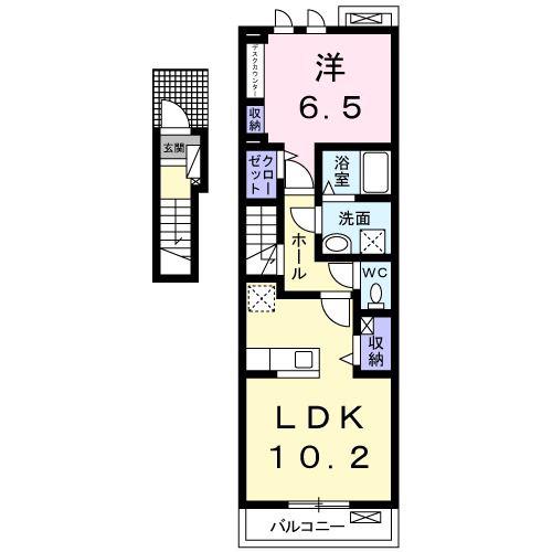 オリーブ巴町(1LDK/2階)の間取り写真