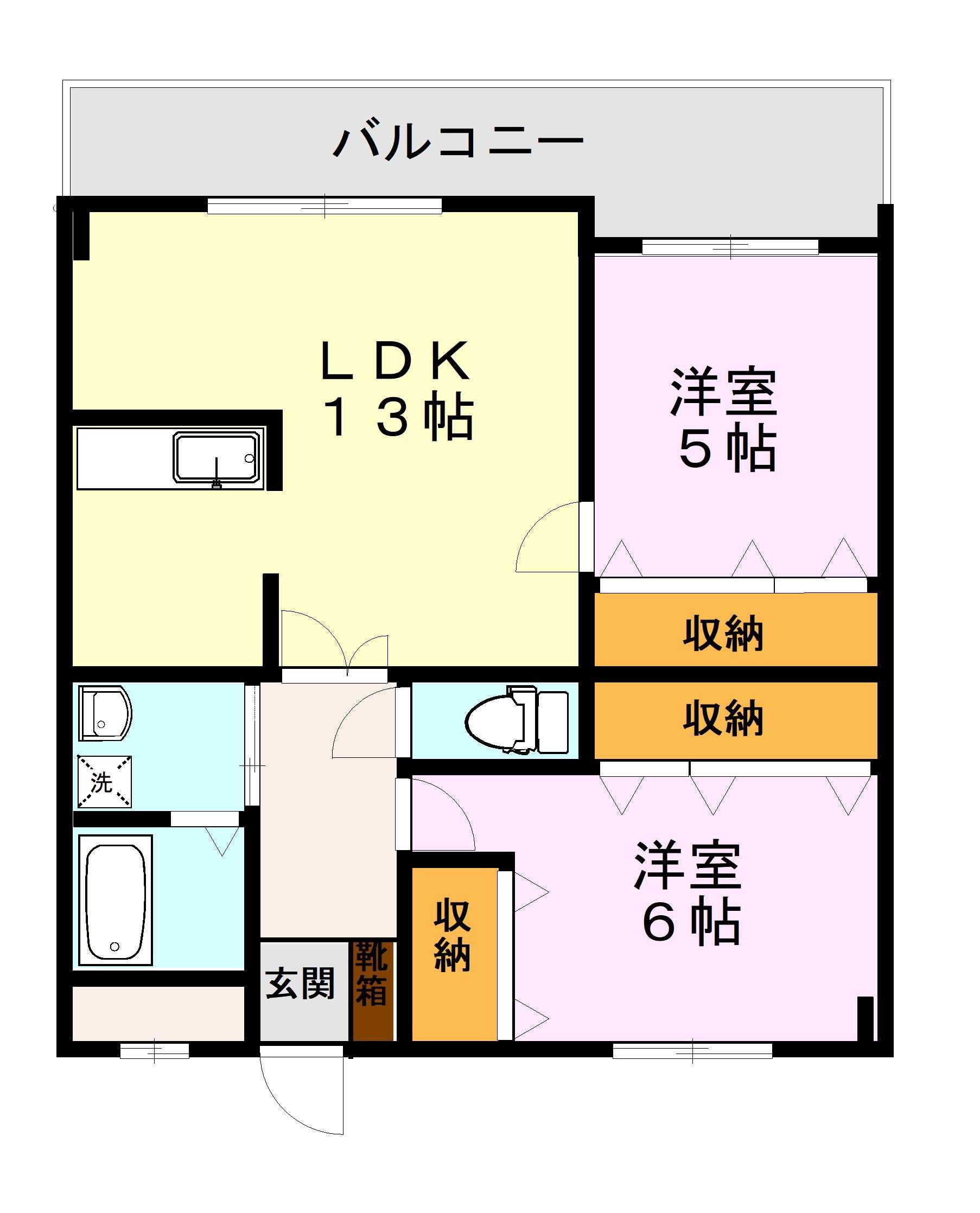 ビッグヴィレッジ(2LDK/2階)の間取り写真