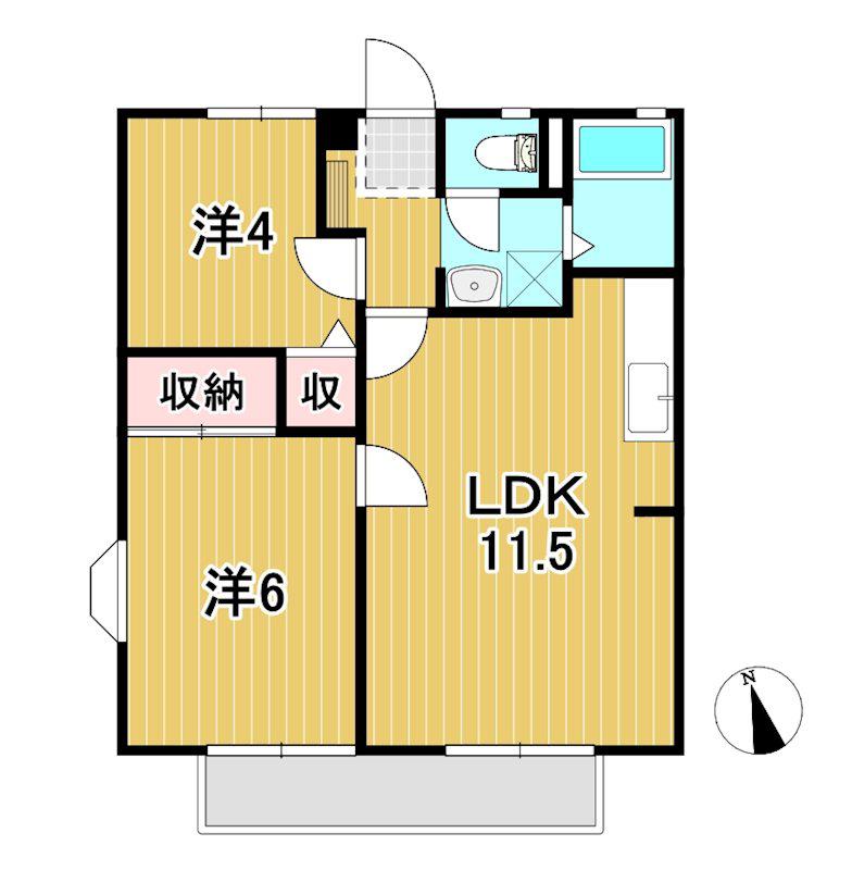 オークハイツ(2LDK/1階)の間取り写真