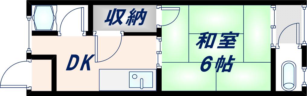 長栄寺第5コープ(1DK/1階)の間取り写真
