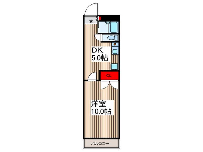 イノビル(1DK/2階)の間取り写真
