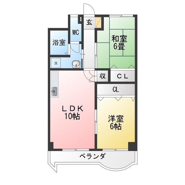 コーポラス鶉(2LDK/1階)の間取り写真