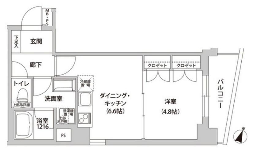 カリス初台(1DK/2階)の間取り写真