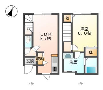 LEAF(1LDK/1階)の間取り写真