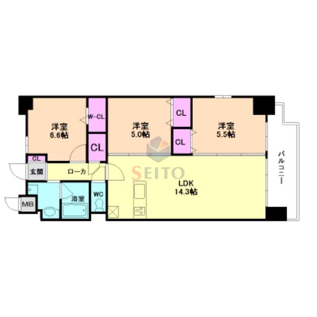 GRAND JETE(3LDK/8階)の間取り写真