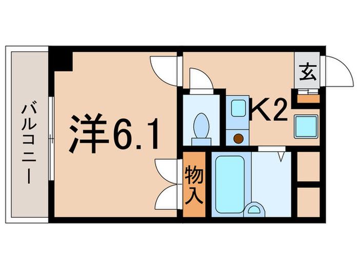 ジュネス芦屋(1K/2階)の間取り写真