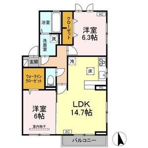 フランメゾン(2LDK/2階)の間取り写真