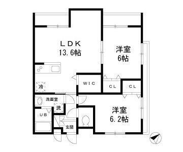 FOREST 深大寺(2LDK/1階)の間取り写真