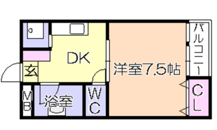 石村ビル(1DK/3階)の間取り写真