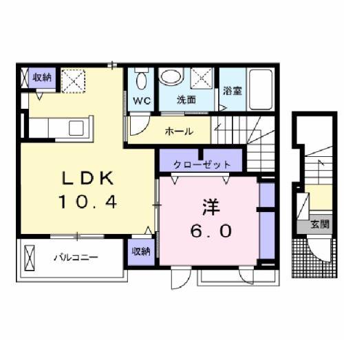 メゾンアラモードB(1LDK/2階)の間取り写真