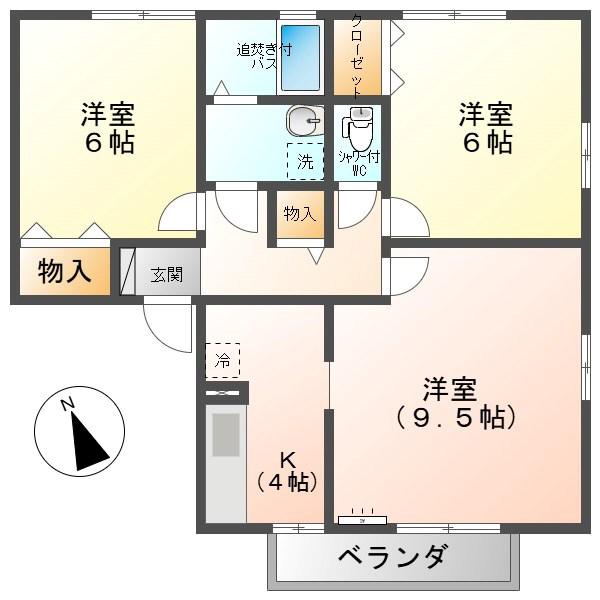 セジュールイズミC(2LDK/2階)の間取り写真