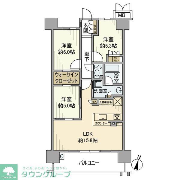 プレミストひばりが丘(3LDK/9階)の間取り写真