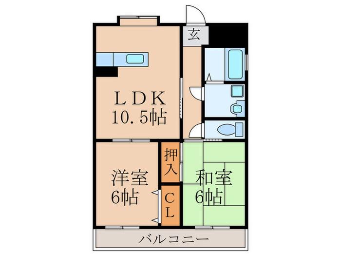 コーポYOSHI(2LDK/2階)の間取り写真