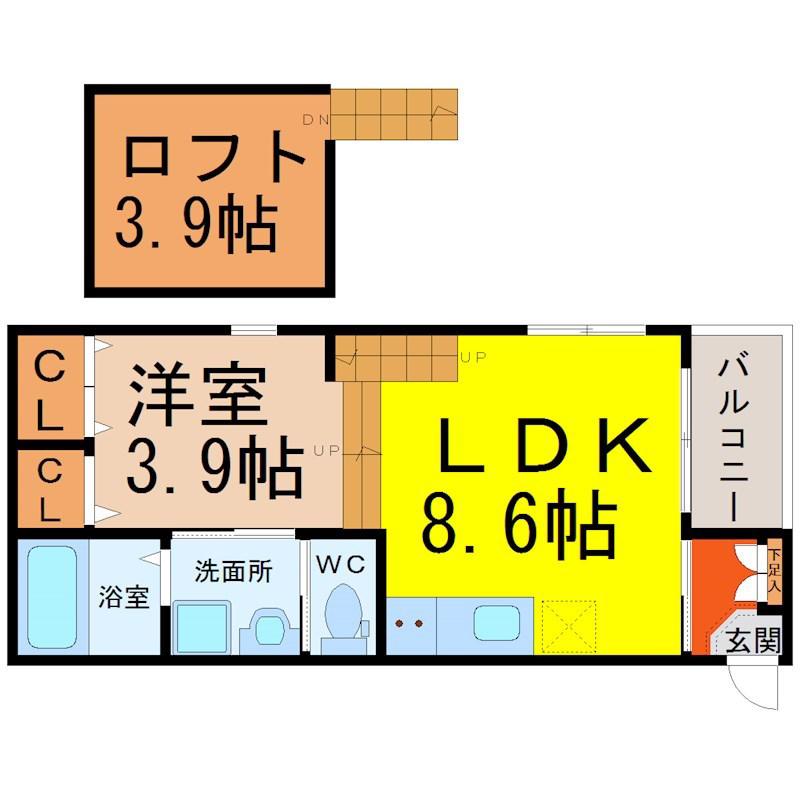 ウエストエム(1LDK/1階)の間取り写真