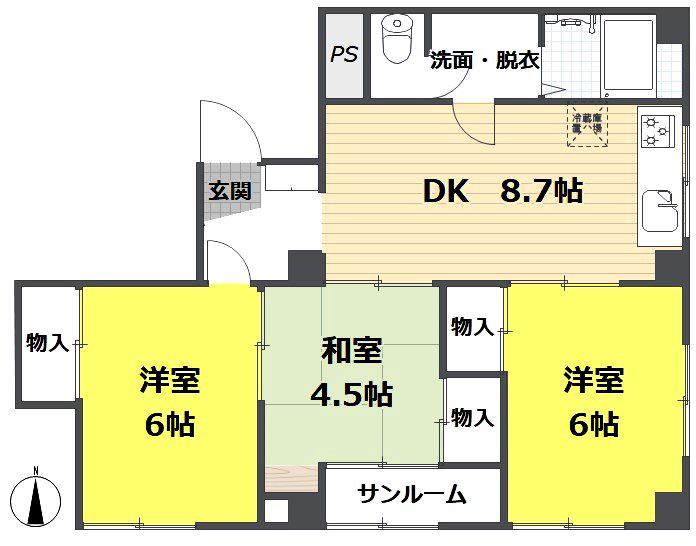 メゾン乾徳(3DK/3階)の間取り写真