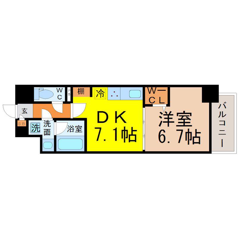 モンテーニュ名駅(1DK/9階)の間取り写真