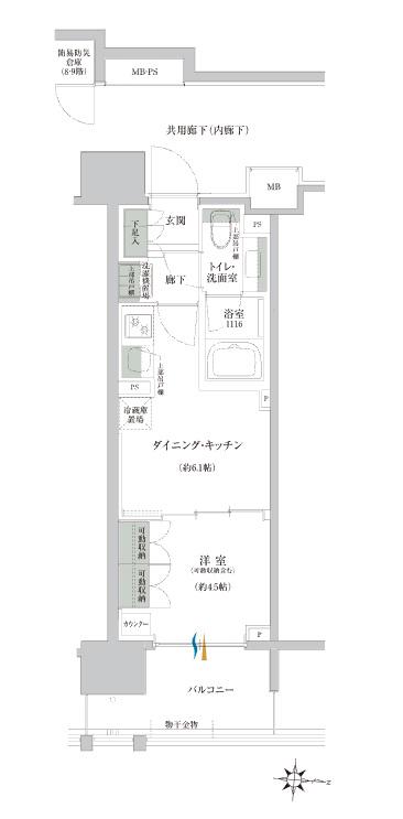 クレヴィア赤羽レジデンス(1DK/2階)の間取り写真