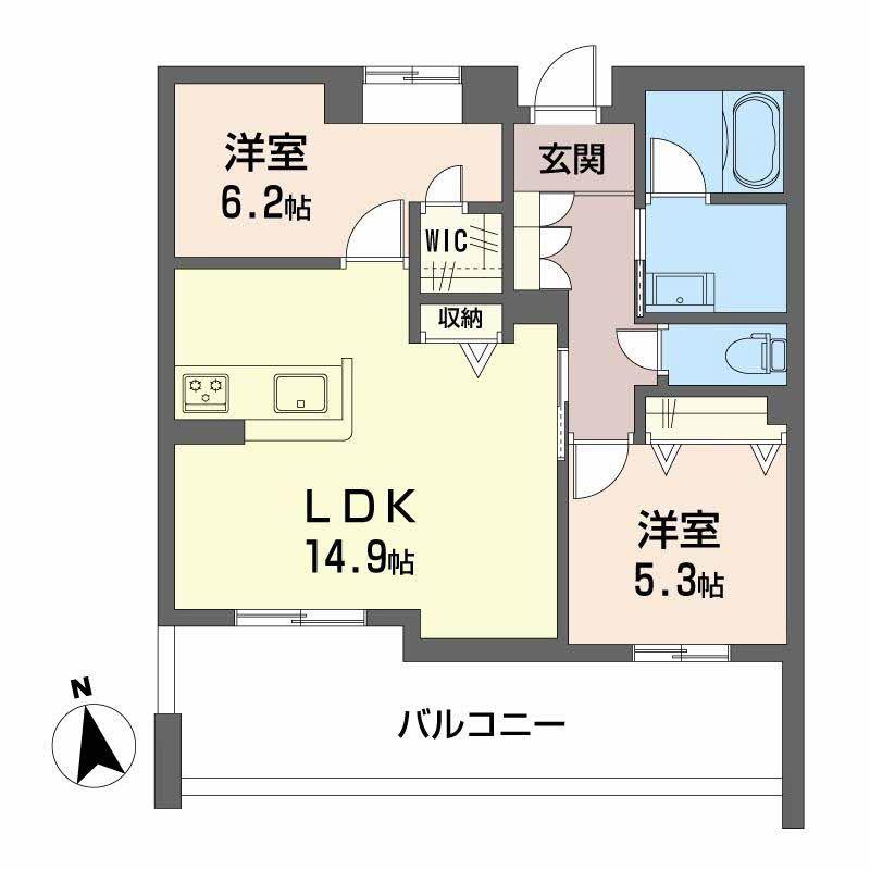 シャーメゾン深翠の杜(2LDK/3階)の間取り写真