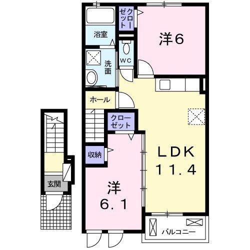 ガーデンプレイス A(2LDK/2階)の間取り写真