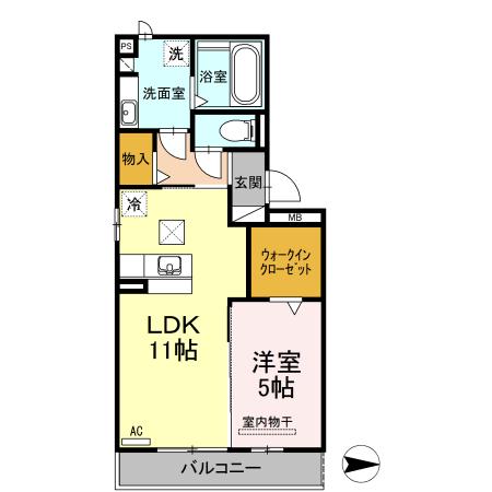 リバーパーク舞鶴(1LDK/2階)の間取り写真