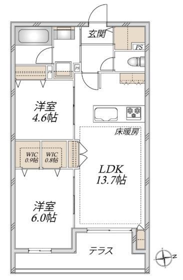 VESTA(2LDK/1階)の間取り写真