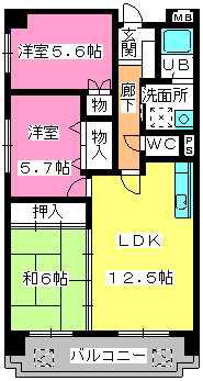 堀第2ビル(3LDK/3階)の間取り写真