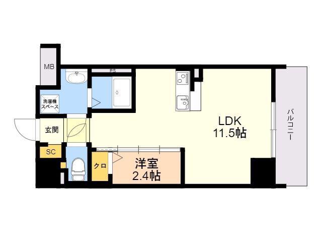 NUDGEONE.香椎駅前(1LDK/3階)の間取り写真