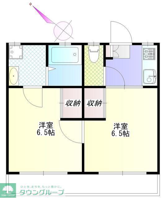 多摩川レジデンス(2K/2階)の間取り写真