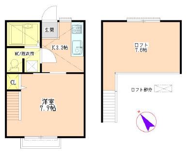 グランコート(1K/2階)の間取り写真