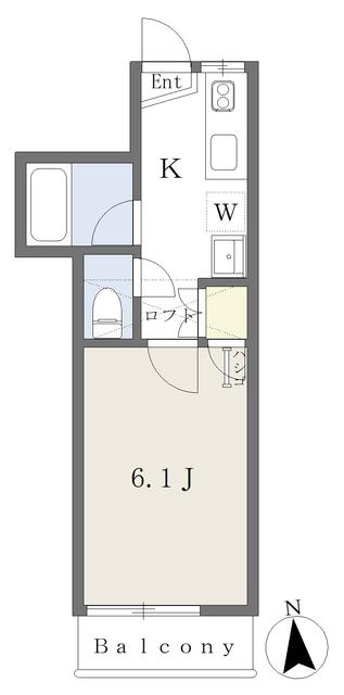 スワンレークII(1K/2階)の間取り写真