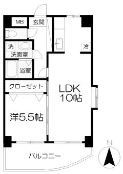 ボヌール小倉(1LDK/4階)の間取り写真