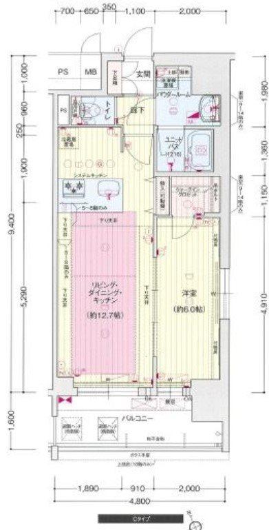 プレサンス栄ライズ(1LDK/7階)の間取り写真