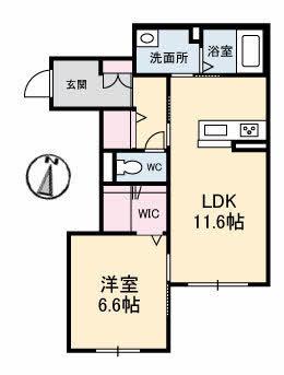 プレミアス(1LDK/1階)の間取り写真