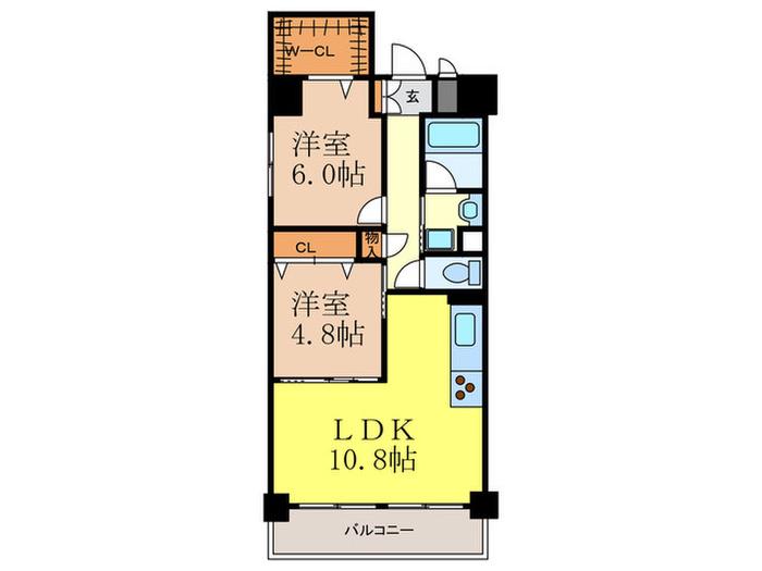 グランシャリオ江坂(2LDK/5階)の間取り写真