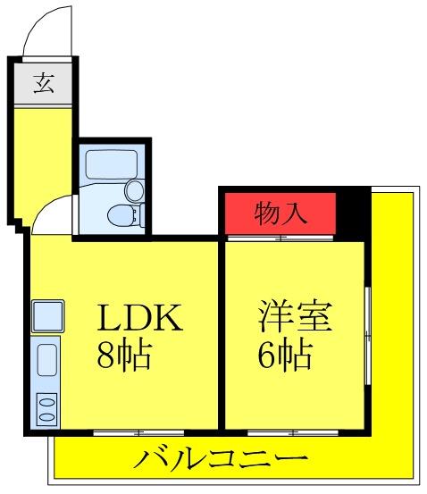 ユニバーサルマンション(1LDK/3階)の間取り写真