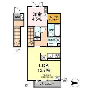 COZY SPACE(1LDK/2階)の間取り写真