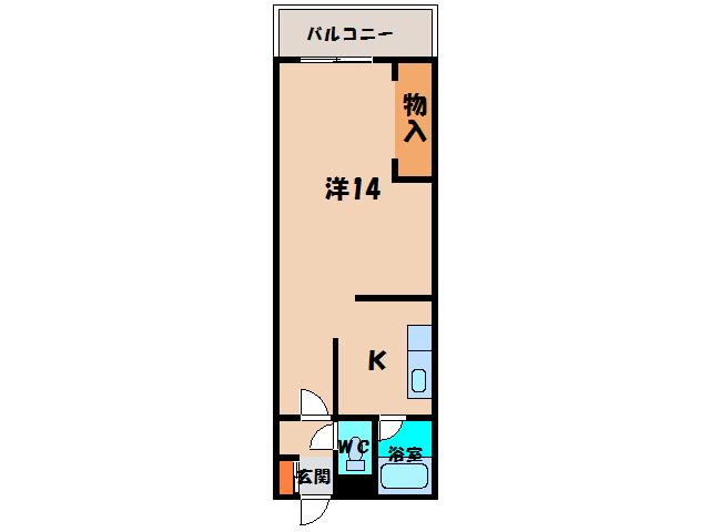 ハイム桔梗I(1K/4階)の間取り写真