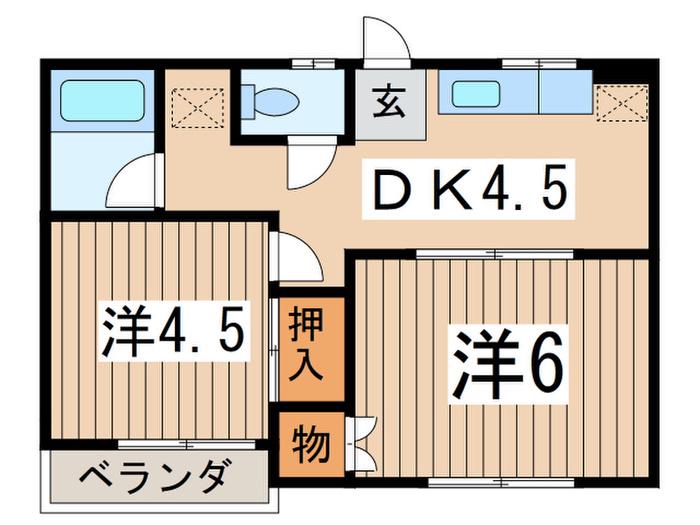 コーポ光(2DK/2階)の間取り写真