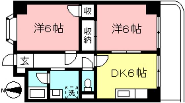 フローレンス多摩(2DK/2階)の間取り写真