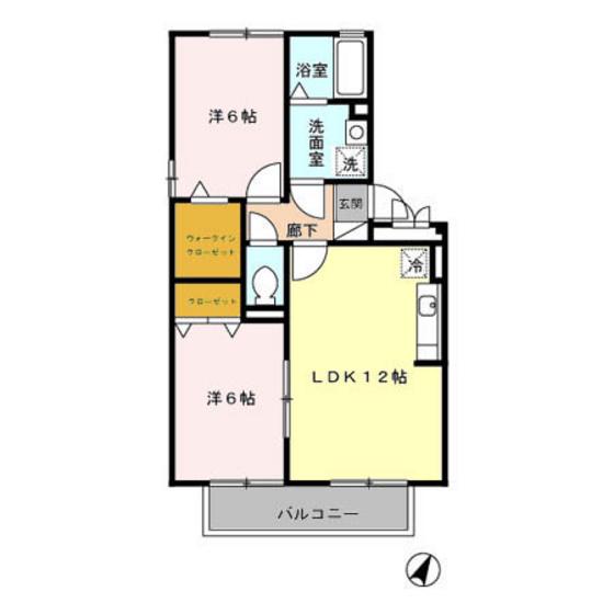 グリーンヒルミチホ(2LDK/1階)の間取り写真