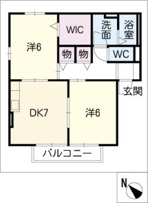 セジュールウィルモア A棟(2DK/2階)の間取り写真