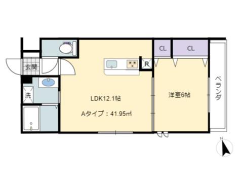 グランメールナカイ(1LDK/1階)の間取り写真