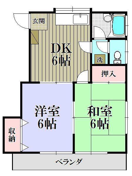 メゾン柴山B(2DK/2階)の間取り写真