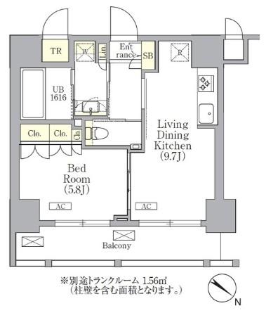 ORSUS 三ノ輪 のあち(1LDK/8階)の間取り写真